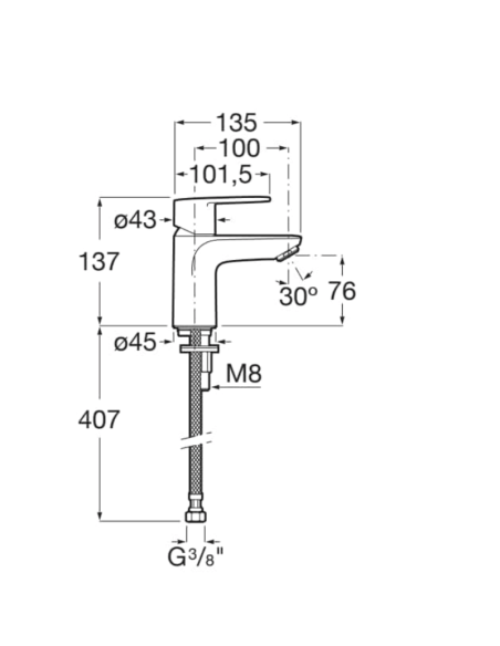 Medidas grifo de lavabo Victoria Plus ROCA